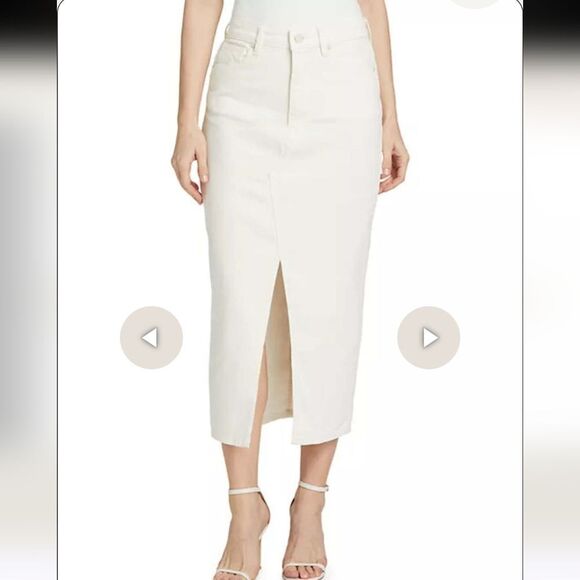 Good American Women's White Denim Midi Skirt with Front Slit sz 12 NWT - Picture 1 of 12